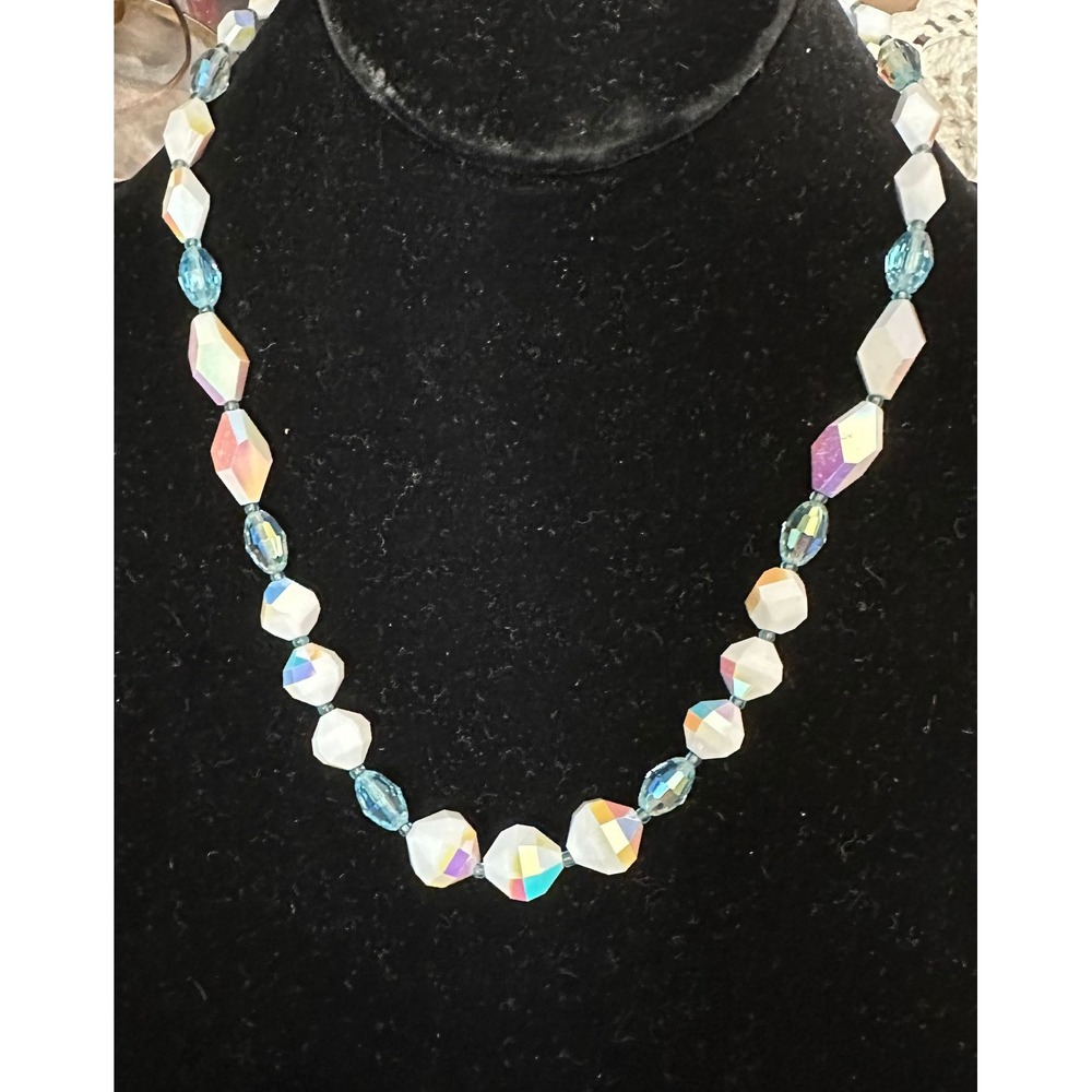 Vintage Vendome Crystal Necklace White‎ & Blue
